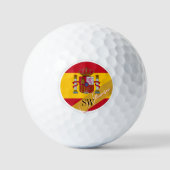 Golfing Spanje & Monogram, Spaanse vlag/gouden eie Golfballen (Voorkant)