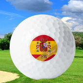 Golfing Spanje & Monogram, Spaanse vlag/gouden eie Golfballen
