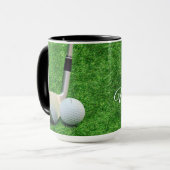 Golfing Sport golf ball and putter Personalize Mok (Voorkant links)
