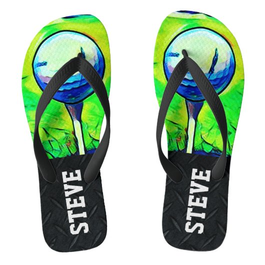 Golfing Sports Diamond Bord Name Teenslippers (Voetbed)