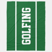 GOLFING Sporty White Text Stripes On Forest Green Fleece Deken (Voorkant)