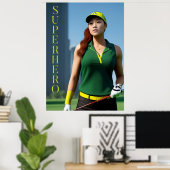Golfing Superheld Poster (Thuiskantoor)