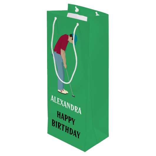 Golfing ThMED Green Wijn Cadeautas (Achterkant Gekanteld)