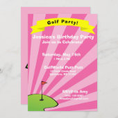 Golfing Thored Birthday Party Invitation Kaart (Voorkant / Achterkant)