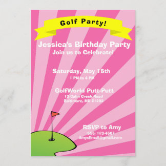 Golfing Thored Birthday Party Invitation Kaart