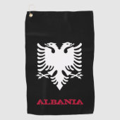 Golfing van Albanië en Albanese wapenschild/vlag Golfhanddoek (Voorkant)