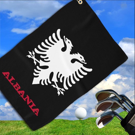 Golfing van Albanië en Albanese wapenschild/vlag Golfhanddoek
