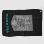 Golfing van Roemenië en Roemeens wapenschild/vlag Golfhanddoek (Horizontaal)