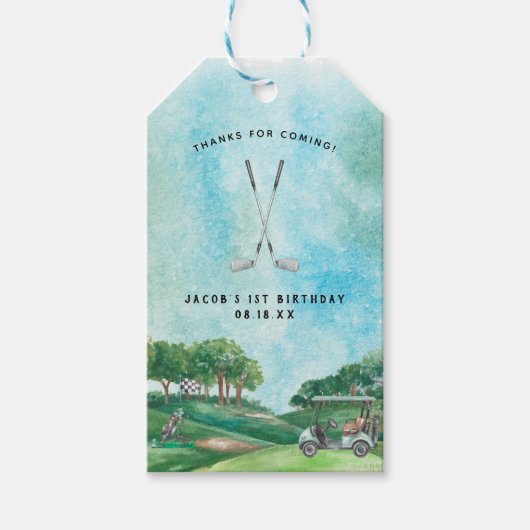 Golfing | Verblijfsfeest Dank u voor de labels Cadeaulabel (Voorkant)