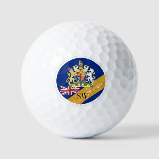 Golfing Verenigd Koninkrijk & Monogram, Britse vla Golfballen (Voorkant)