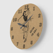  Golfing voor meisjes Faux Burlap Decoratief Grote Klok (Hoek)
