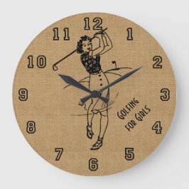  Golfing voor meisjes Faux Burlap Decoratief Grote Klok