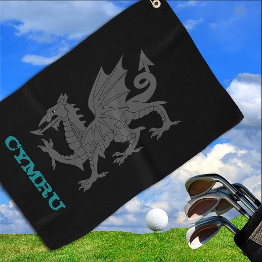 Golfing Wales & Dragon, Welsh mantel/flag Golfhanddoek