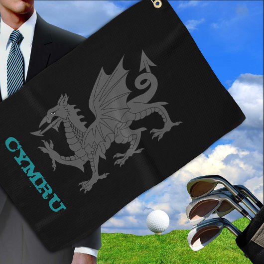 Golfing Wales & Dragon, Welsh mantel/flag Golfhanddoek