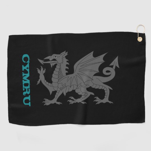 Golfing Wales & Dragon, Welsh mantel/flag Golfhanddoek (Horizontaal)