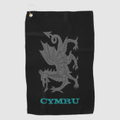 Golfing Wales & Dragon, Welsh mantel/flag Golfhanddoek (Voorkant)