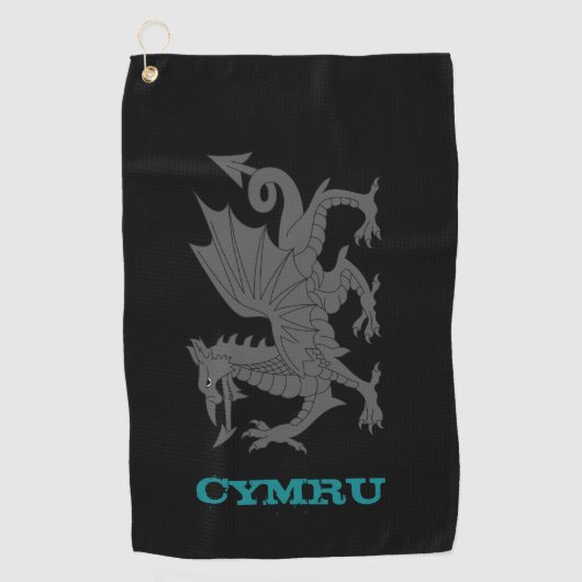 Golfing Wales & Dragon, Welsh mantel/flag Golfhanddoek (Voorkant)