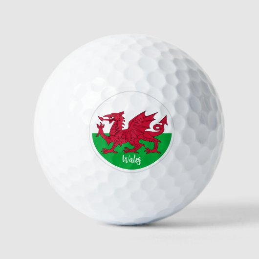 Golfing Wales & Welsh Flag, Cymru / Golf Ball Golfballen (Voorkant)