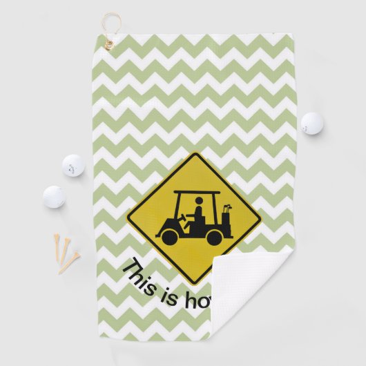 Golfing Yield Sign Green Chevron Golf Towel Golfhanddoek (Insitu)