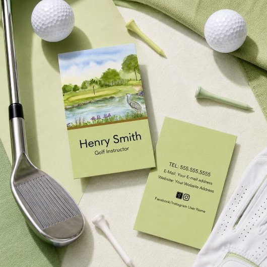 Golfinstructeur Golfbaan met Reiger Visitekaartje