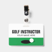 Golfinstructeur naam badge met clip of koord (Voorzijde met clip)