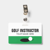 Golfinstructeur naam badge met clip of koord (Achterkant met clip)