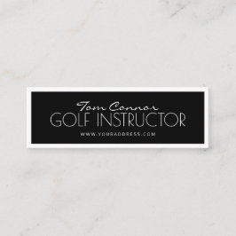 Golfinstructeur Zwart-wit begrensde Kaart Mini Visitekaartje