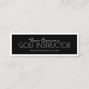 Golfinstructeur Zwart-wit begrensde Kaart Mini Visitekaartje