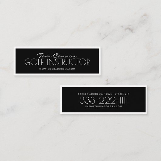 Golfinstructeur Zwart-wit begrensde Kaart Mini Visitekaartje (Voorkant / Achterkant)
