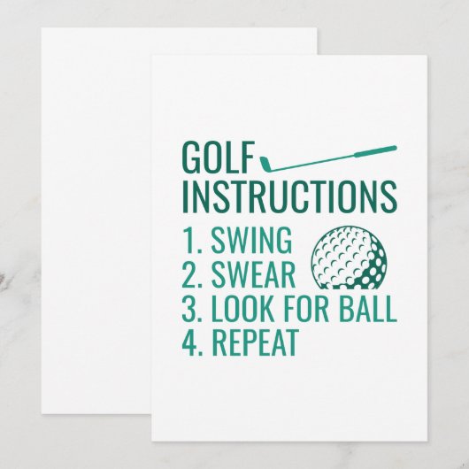 Golfinstructies Bedankkaart (Voorkant / Achterkant)