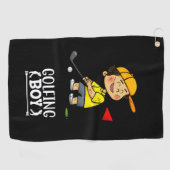 Golfjongen golft op golfvlag Golf Balls Golfhanddoek (Horizontaal)