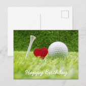 Golfkaart golfbal en t-shirt op groen met liefde briefkaart (Voorkant / Achterkant)
