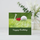 Golfkaartgolf en t-shirt op groen met liefde kaart (Staand voorkant)