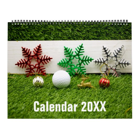 Golfkalender met golfbal op groen gras kalender (Hoes)