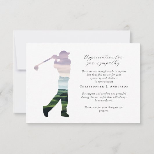 Golfkalligrafie Sympathy Fotobegrafenis Bedankkaart (Voorkant)