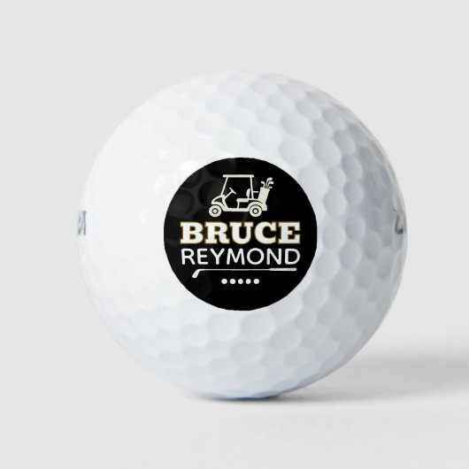 Golfkar - Aangepaste golfernaam Zwarte Markering Golfballen (Voorkant)
