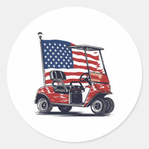 Golfkar Amerikaanse vlag 4 juli Sport Patrioti Ronde Sticker