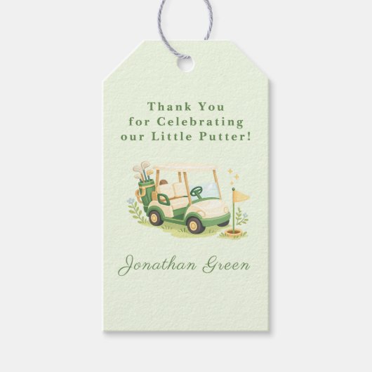 Golfkar Baby Shower Little Putter Cadeaulabel (Voorkant)