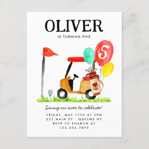 Golfkar Ball Bag Balloon Kinder Golfer Verjaardag Briefkaart