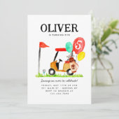 Golfkar Ball Bag Balloon Kinder Golfer Verjaardag Kaart (Staand voorkant)