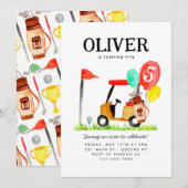 Golfkar Ball Bag Balloon Kinder Golfer Verjaardag Kaart (Voorkant / Achterkant)