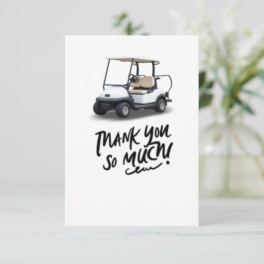 Golfkar bedankkaart voor golfer (Staand voorkant)
