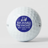 Golfkar - Beste Golfer Vader Naam Blauwe Markering Golfballen (Voorkant)