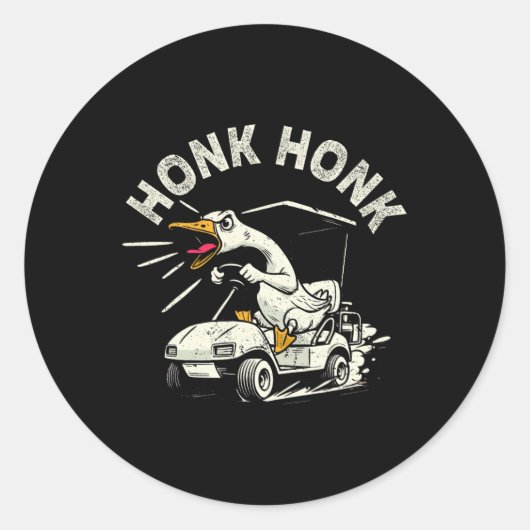 Golfkar Bestuurder Gekke Goose Honk Honk Funny Gol Ronde Sticker (Voorkant)