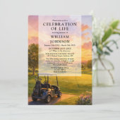 Golfkar Celebratie van het Leven Funeral Kaart (Staand voorkant)