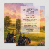 Golfkar Celebratie van het Leven Funeral Kaart (Voorkant / Achterkant)