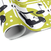 Golfkar, clubs, & greens cadeaupapier (Rol Hoek)