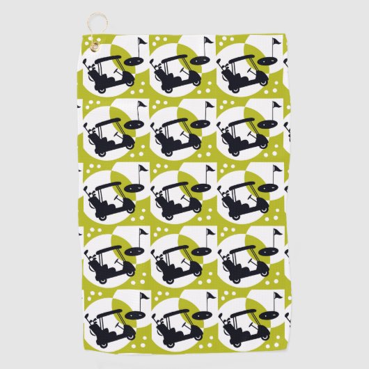 Golfkar, clubs, & greens golfhanddoek (Voorkant)