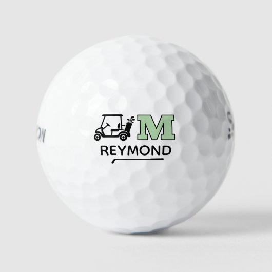 Golfkar en initiële maatwerk M Golfballen (Voorkant)