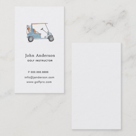 Golfkar en tas Golf pro of instructeur Visitekaartje (Voorkant / Achterkant)